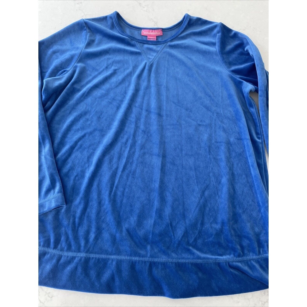Woman Within Tunic Sweatshirt Women's Medium Royal Blue Soft Plush Velour casual